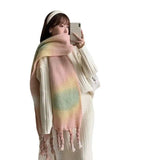 Sweet Girl's Cashmere Scarf Knotted Tassel Shawl-2
