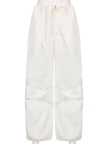 Sweetown Casual Baggy Wide Leg Sweatpants White Loose-5