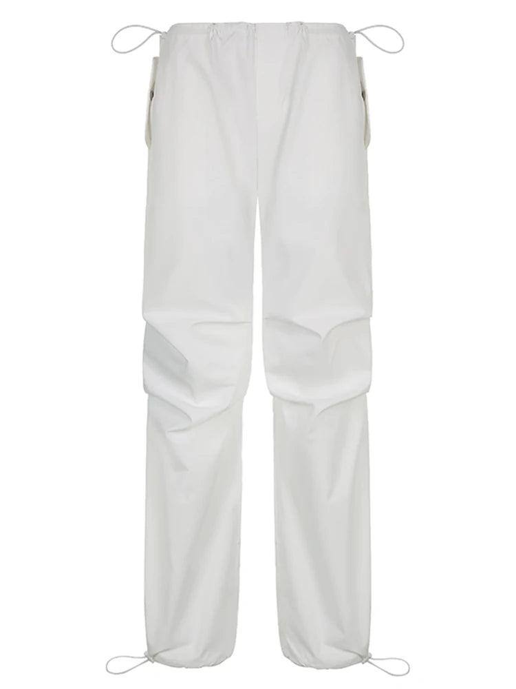 Sweetown Casual Baggy Wide Leg Sweatpants White Loose-6