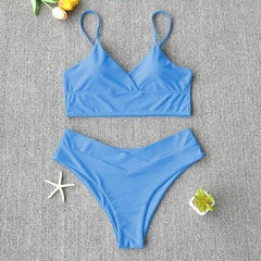 Swim Suit Swimsuit Women Two Piece Swimwear Beach Bikini 27-BluePurple-3