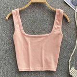 Tank Top Women Sexy Backless Y2k Top Slim Fit Bottoming-Pink-11