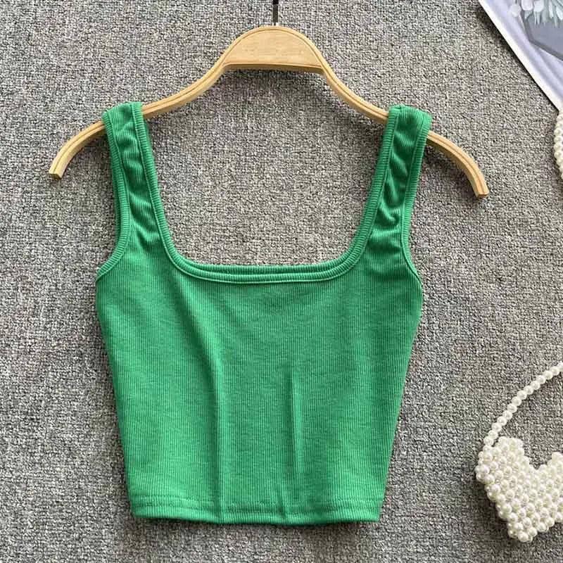 Tank Top Women Sexy Backless Y2k Top Slim Fit Bottoming-green-14