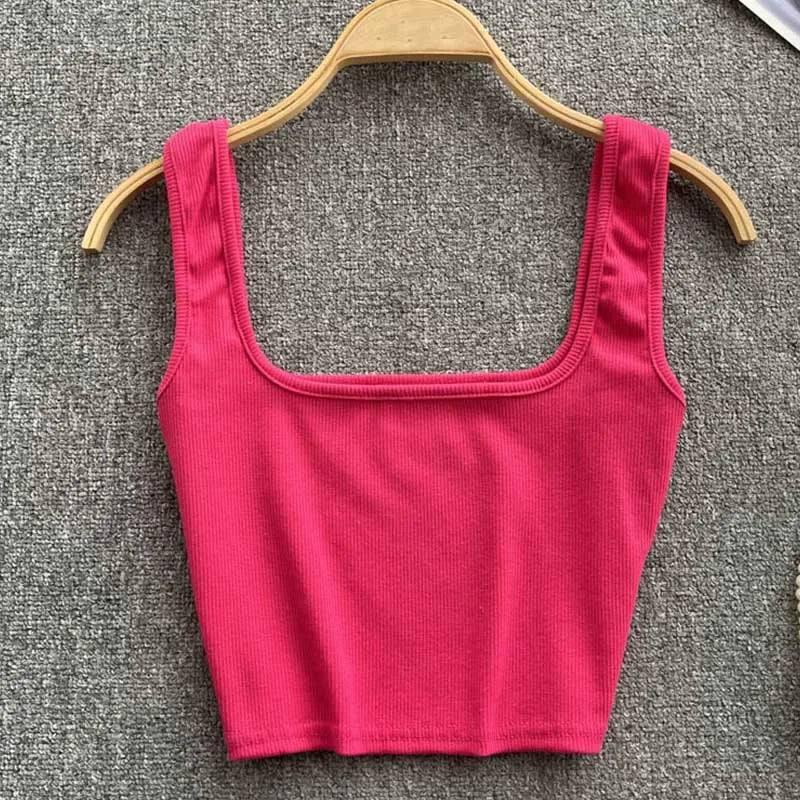 Tank Top Women Sexy Backless Y2k Top Slim Fit Bottoming-Red-9