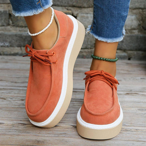 Thick Bottom Lace-up Flats Women Solid Color Casual Fashion-2