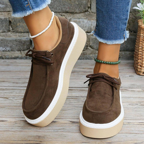 Thick Bottom Lace-up Flats Women Solid Color Casual Fashion-8