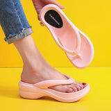 Thick Sole Wedges Flip Flops For Women 2023 Summer Clip-5012pink-3