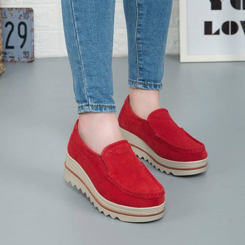 Thick-soled Flat Shoes Anti-slip Suede Height Increasing-5