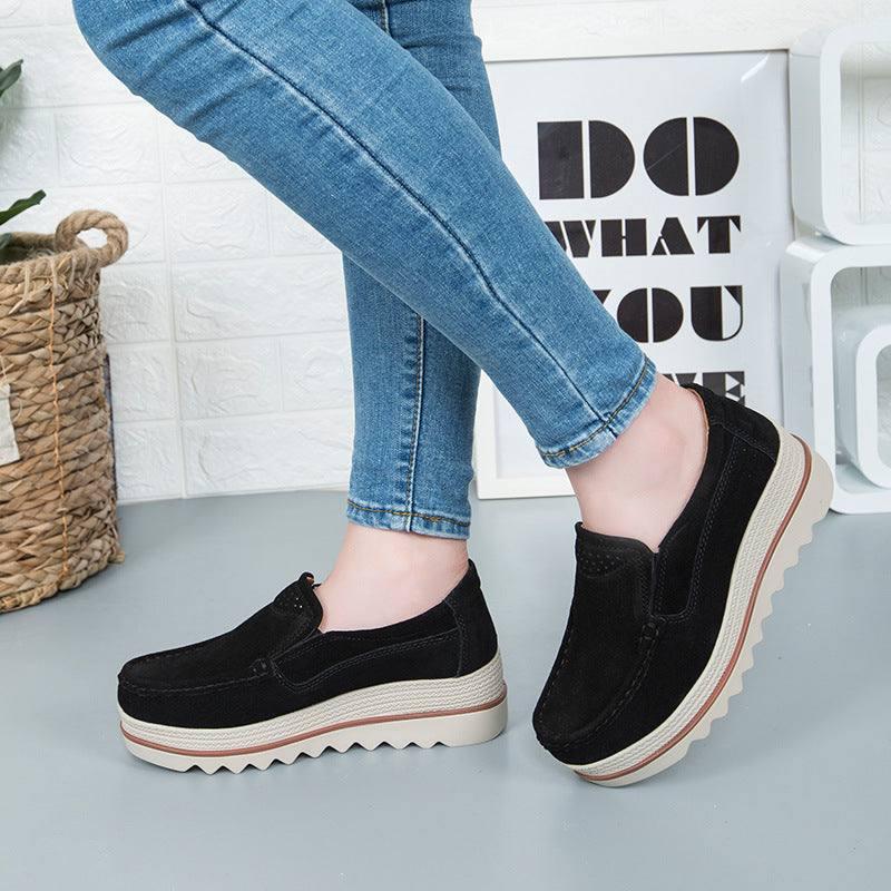 Thick-soled Flat Shoes Anti-slip Suede Height Increasing-8
