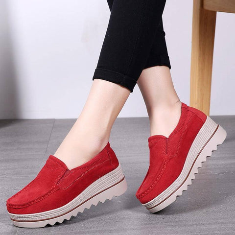 Thick-soled Flat Shoes Anti-slip Suede Height Increasing-9