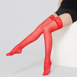 Thigh high stockings-Red-4