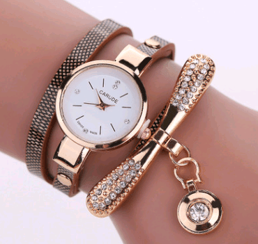 Thin belt fashion ladies watch Casual three-ring winding-Brown-13