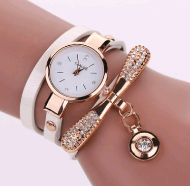 Thin belt fashion ladies watch Casual three-ring winding-5