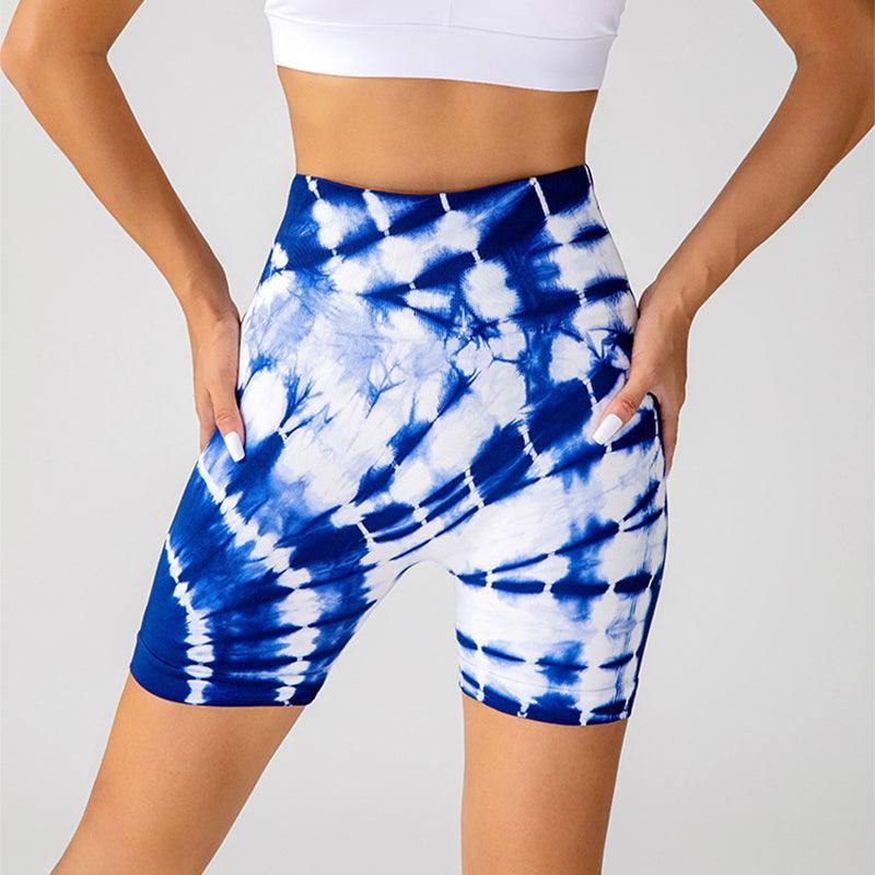 Tie-dye Printed Yoga Shorts Fashion Seamless High-waisted-7