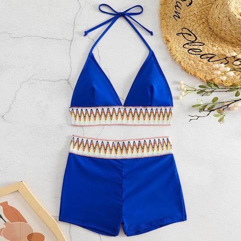 Trendy Boho Chic Swimwear Set: Summer Fashion Essentials-Blue-7