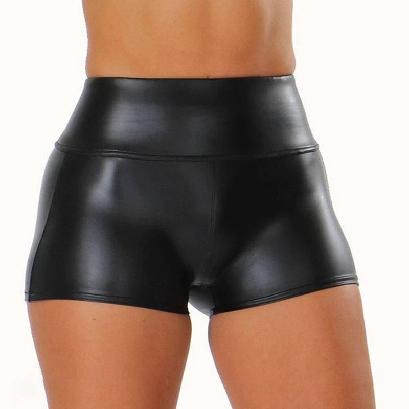 Trendy High-Waisted Faux Leather Shorts-3