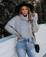 Turtleneck Pullover Sweater Commuter Sweater-Grey-4