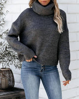 Turtleneck Pullover Sweater Commuter Sweater-Dark Grey-5