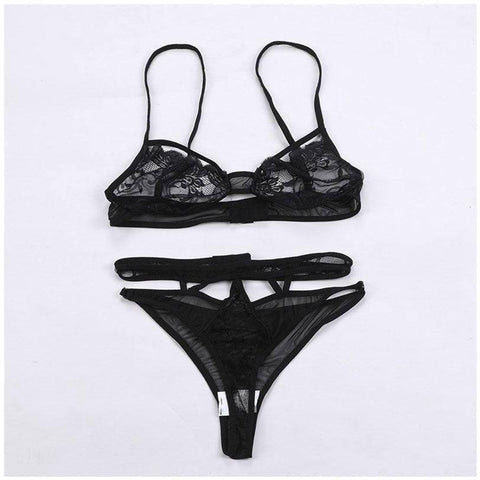 Up And Down Split Two-piece Suit Hollow Out Sexy Lingerie-4