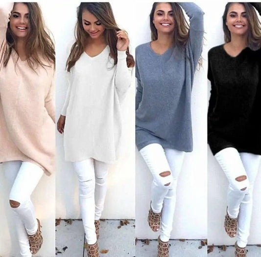 V-Neck Warm Sweaters Casual Sweater-1