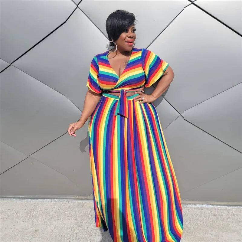 Vibrant Rainbow Maxi Dress: Perfect Summer Style-10