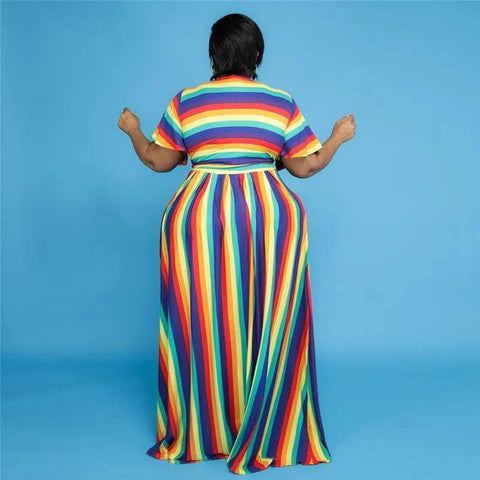 Vibrant Rainbow Maxi Dress: Perfect Summer Style-9