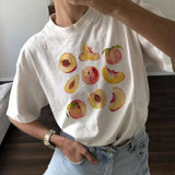 Vintage Peaches Printed Graphic Tees Women Cute Cottagecore-1