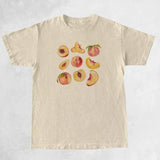 Vintage Peaches Printed Graphic Tees Women Cute Cottagecore-Khaki-3