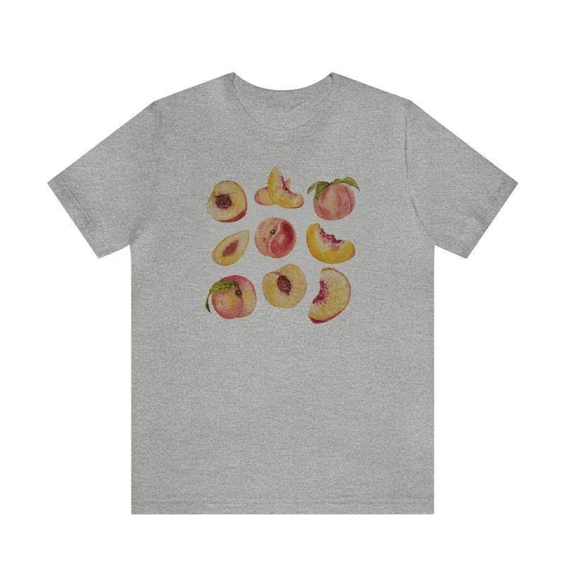 Vintage Peaches Printed Graphic Tees Women Cute Cottagecore-GRAY-5