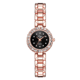 Watches-Set Bangle Clock Bracelet Wrist-Watch Quartz Women-Rose gold black-11