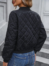 LOVEMI  WDown jacket Lovemi -  Autumn European And American Stand Collar Plaid Slim Fit Baseball Cotton-padded Jacket