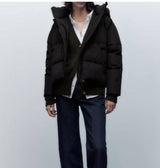 LOVEMI  WDown jacket Lovemi -  Women's Fashion Zipper Closed Hem Elastic Buckle Decorative Hooded Cotton Jacket