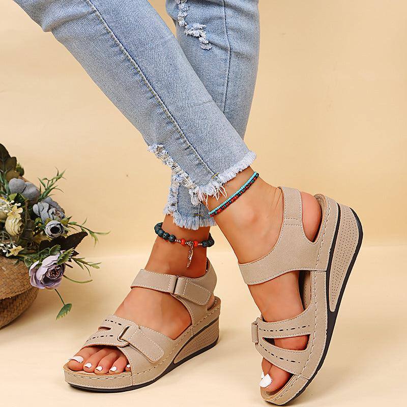Wedge Sandals Summer Velcro Platform Shoes Women-5