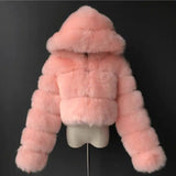 Winter Faux Fur Coat for Women-Pink-3