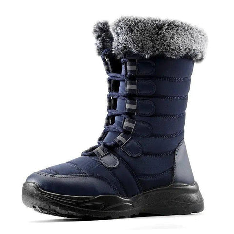 Winter Snow Boots Lace-up Platform Boots Fuzzy Shoes Women-10