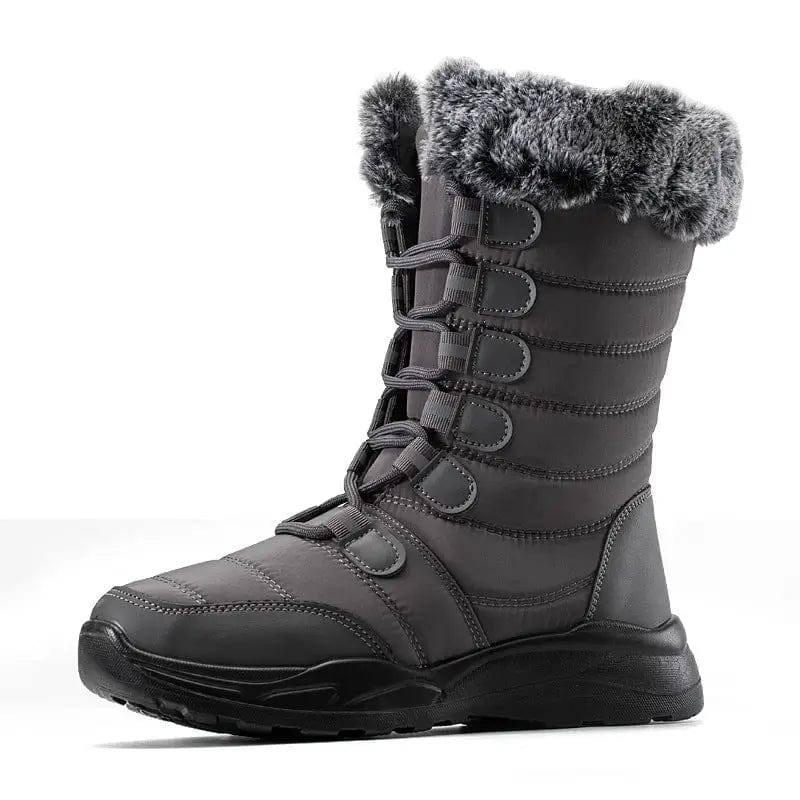 Winter Snow Boots Lace-up Platform Boots Fuzzy Shoes Women-8