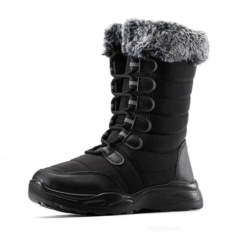 Winter Snow Boots Lace-up Platform Boots Fuzzy Shoes Women-9