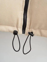 Winter Stand Collar Zipper Drawstring Cotton Coat-3