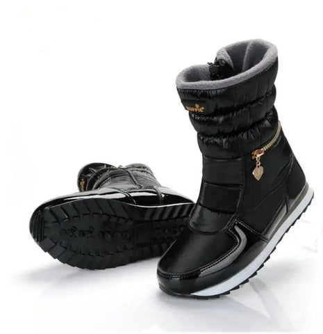 Women Boots Natural Wool Snow Boots Women Casual Ankle Boots-Black-8