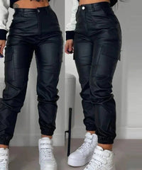Women Elegant Harajuku Streetwear Black Cargo Pants-3