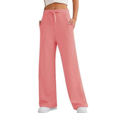 Women's Autumn Leisure Loose Wide-leg Pants-Pink-12