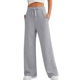 Women's Autumn Leisure Loose Wide-leg Pants-Light Gray-8