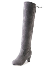 Women's Black Knee High Boots with High Heel | Long Boots-Grey-4