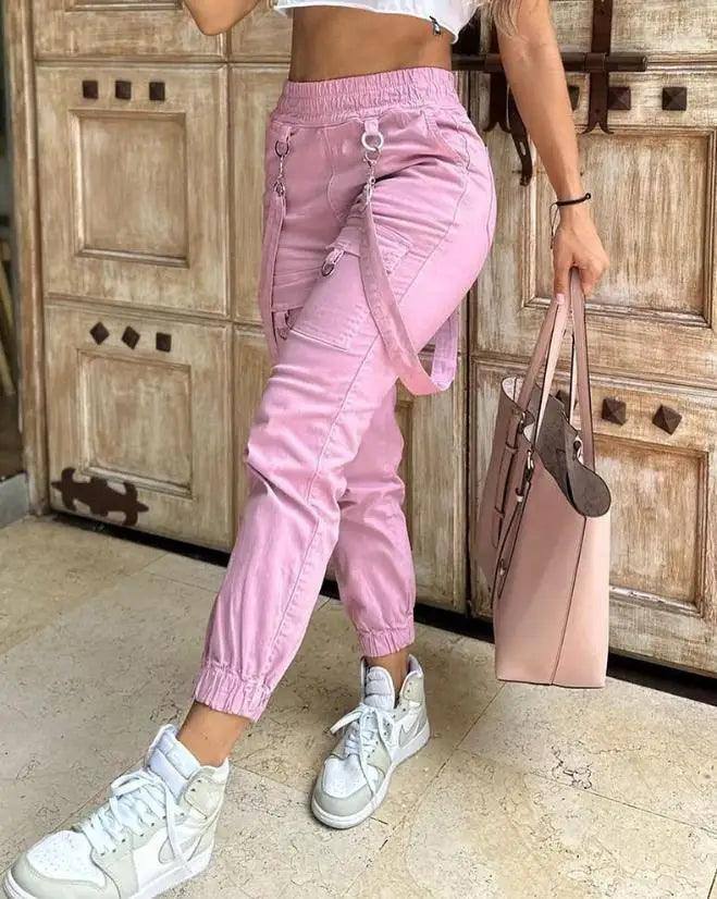Women's Cargo Pants Casual Trousers New Solid Color Trend-A-1