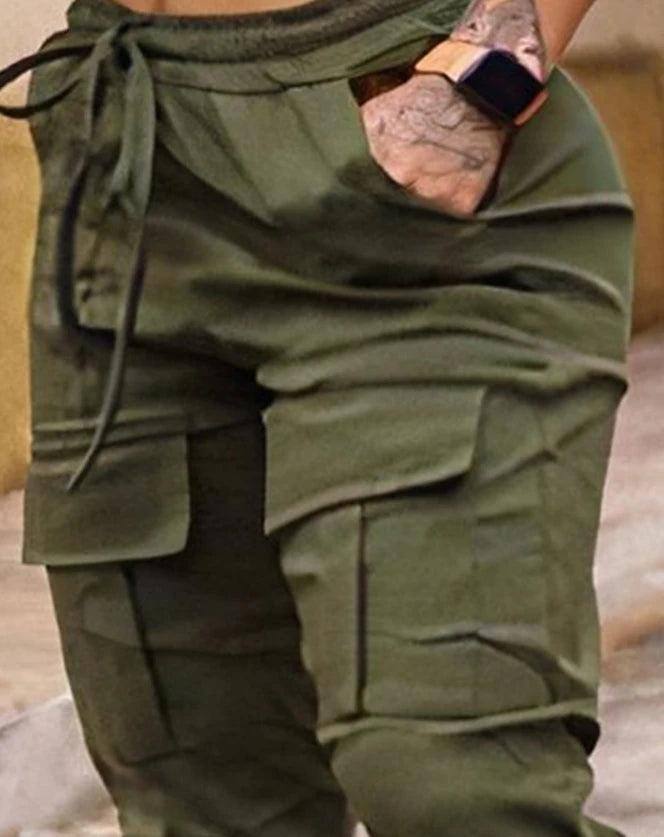 Women's Cargo Pants Casual Trousers New Solid Color Trend-5