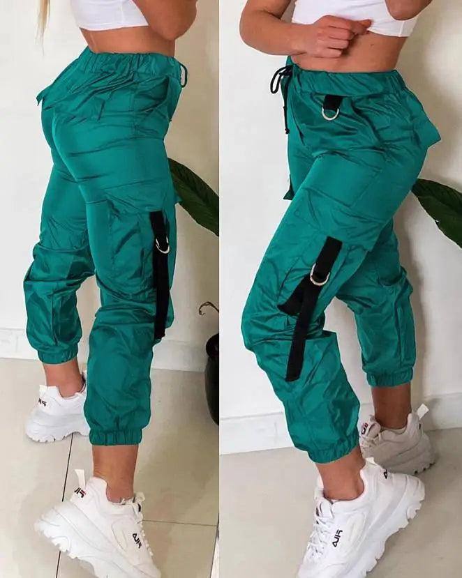Women's Cargo Pants Casual Trousers New Solid Color Trend-E-9