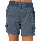 Women's Casual High Waist Cargo Shorts 0 LOVEMI  Dark Blue S 