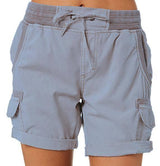 Women's Casual High Waist Cargo Shorts 0 LOVEMI  Blue Grey S 