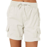 Women's Casual High Waist Cargo Shorts 0 LOVEMI  White S 