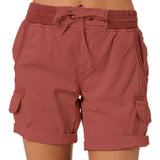 Women's Casual High Waist Cargo Shorts 0 LOVEMI  Red S 