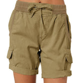 Women's Casual High Waist Cargo Shorts 0 LOVEMI  Dark Khaki S 